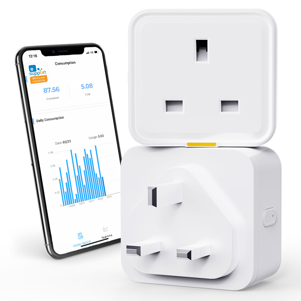 SMATRUL Power Monitor Timer APP Voice Works With Alexa Google Home EWeLink Smart Home Plug UK Socket 16A WiFi