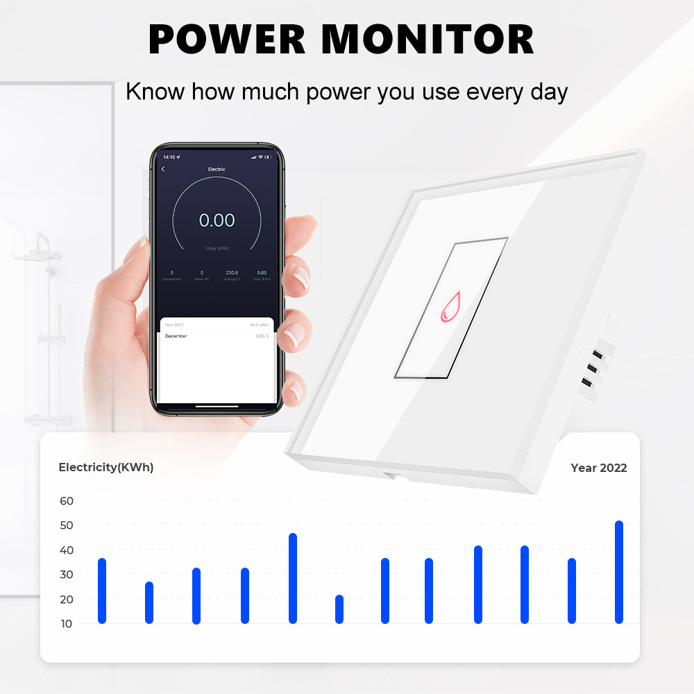 SMATRUL Switch For Alexa Google Home 20A EU Power Monitor Tuya Smart Wifi Water Heater Boiler Air Conditioner Switch