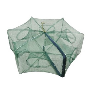 Folding Nylon Fishing Net Trap Cage Green Catching Cast Nets Fishing Umbrella Netting 6 8 12 16 Holes for Small Fish River