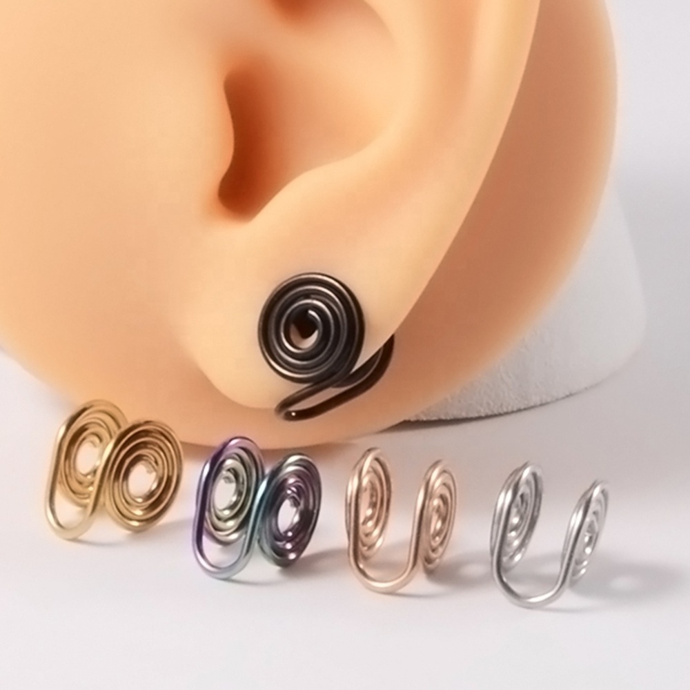 Non Pierced Ears Stainless Steel Fake Piercing Ear cuff  Earring Cuff No Piercing Women Clip Adjustable