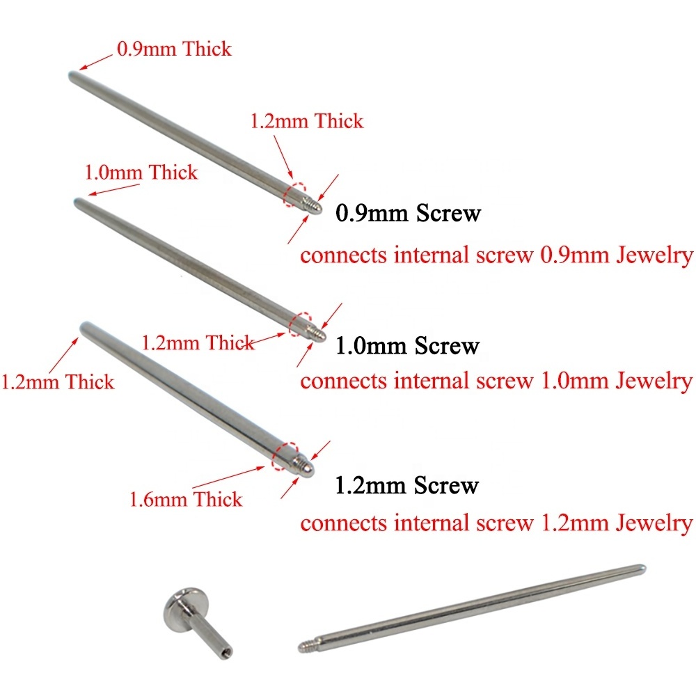 Surgical Steel Pull Pin Tools Insertion Taper Pin  Labret Dermal Nose Nipple Profession Body Piercing Connect Tools Kit