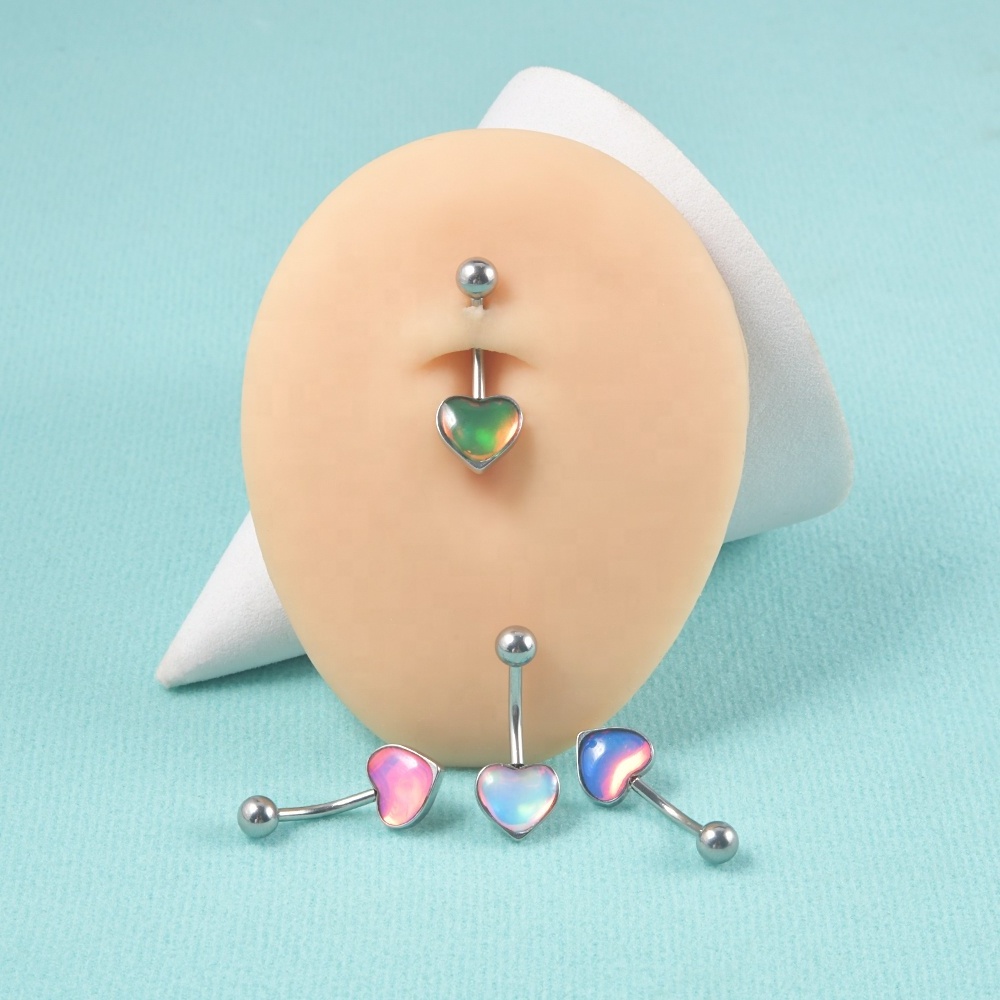 Surgical Steel Epoxy Flash Film Belly Piercing Square Star Heart Moon Glitter Navel Bell Button Ring Body Jewelry Wholesale