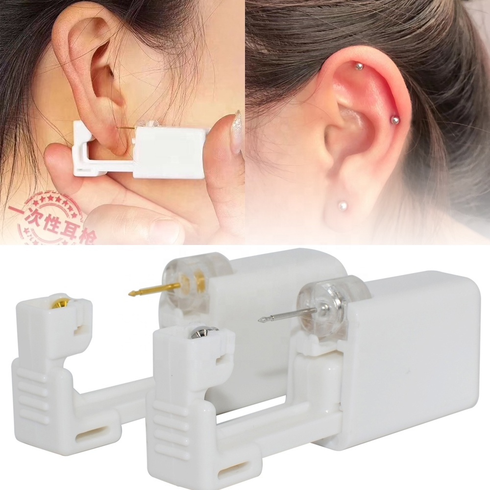 24pcs/Box Disposable Safety Ear Piercing Device+Sterile Bezel Crystal Ear Studs with Ball Clasp Body Piercing Jewelry Suit Baby