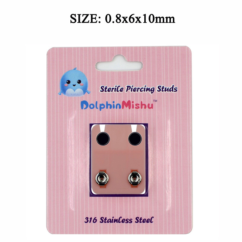 Wholesale Dolphin Mishu Medical 316L Steel Ear Stud Sterile Piercing Package Smile Ladybug Jewelry Prevent Allergy