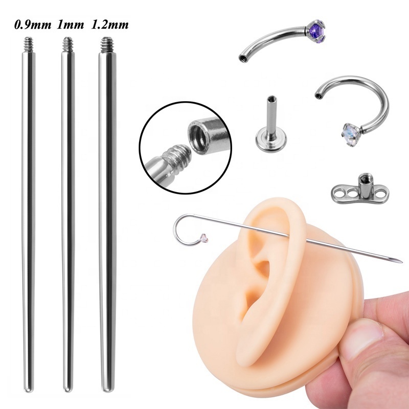 Surgical Steel Pull Pin Tools Insertion Taper Pin  Labret Dermal Nose Nipple Profession Body Piercing Connect Tools Kit