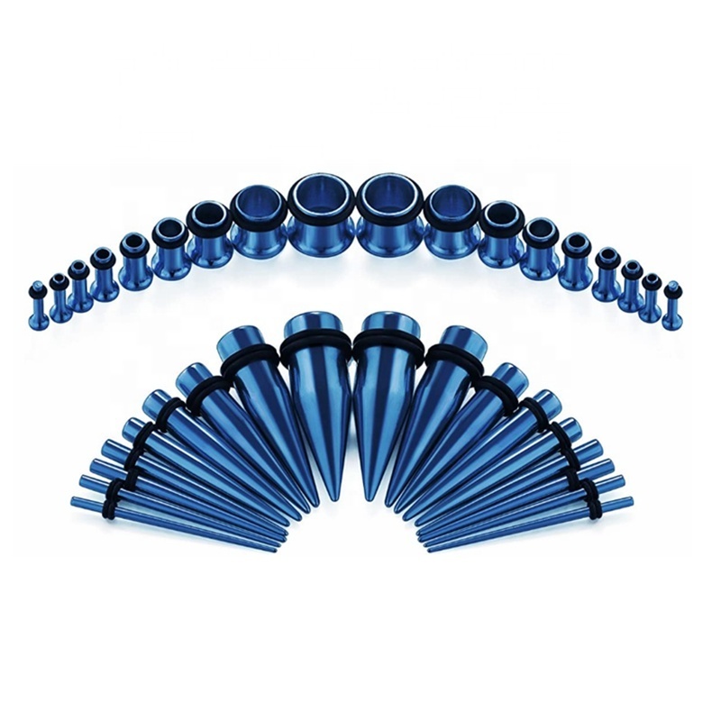 36PCS/Set Ear Gauges Stretching Kit 14G-00G Stainless Steel Single Flare Ear Plugs Tunnels Flesh Tapers Stretcher Taper Set