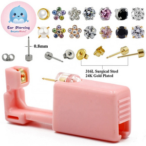 Dolphin Mishu Disposable Ear Piercing Unit Sterile  316L Stainless Steel Earring Zircon Studs Body Piercing Safe Easier to Use