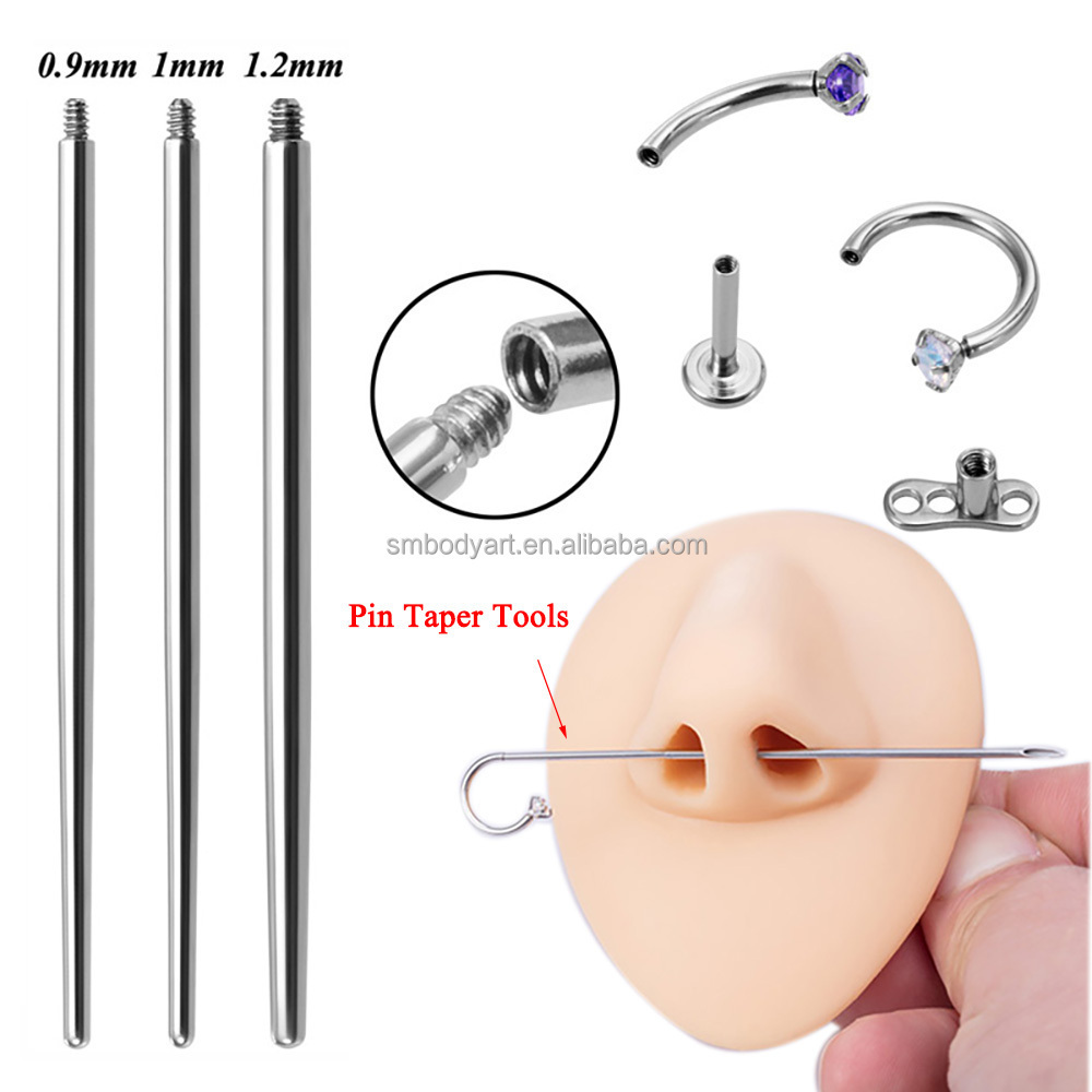 Surgical Steel Pull Pin Tools Insertion Taper Pin  Labret Dermal Nose Nipple Profession Body Piercing Connect Tools Kit