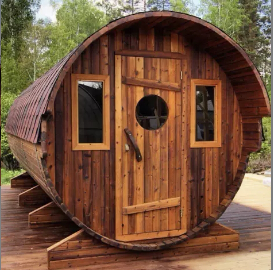 Factory Directly Sale Barrel Sauna 6 Person Red Cedar Barrel Outdoor Sauna With Wood Burning Stove