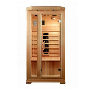 OEM 1 Person Hemlock Wood Indoor Ceramic Heaters Dry Sauna Home Infrared Sauna Room