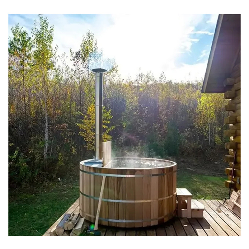 round shape external wood fired burning heater hot tub garden spa outdoor cedar wood fired hot tub outdoor bathtub