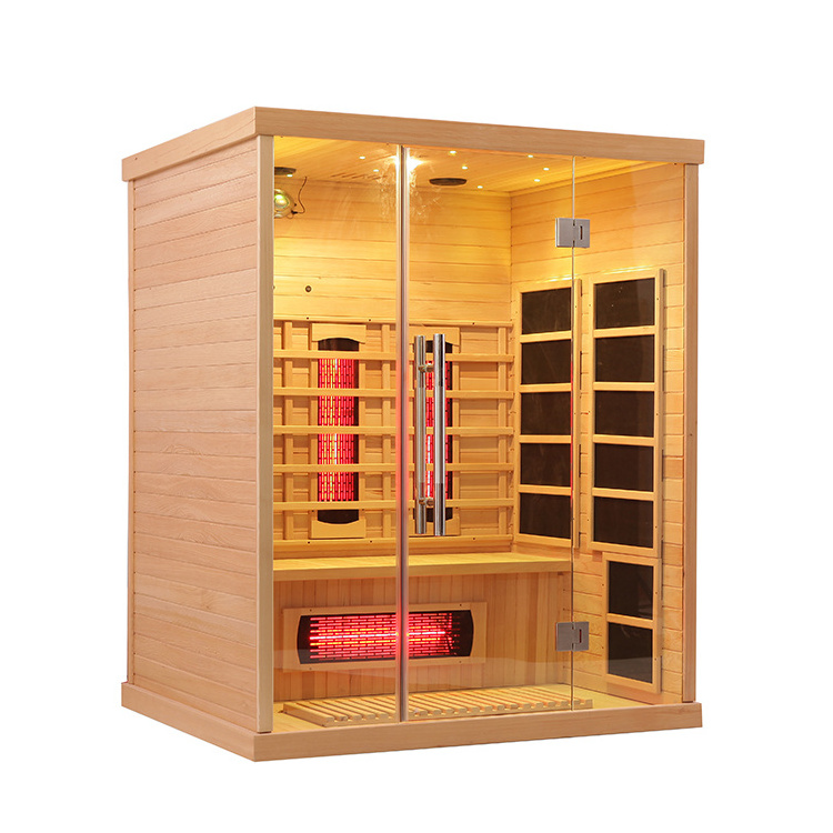 Best price 3 people red cedar/Hemlock low emf indoor dry sauna room for sale