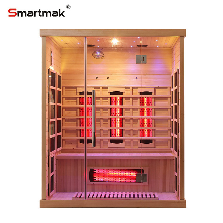 Best price 3 people red cedar/Hemlock low emf indoor dry sauna room for sale