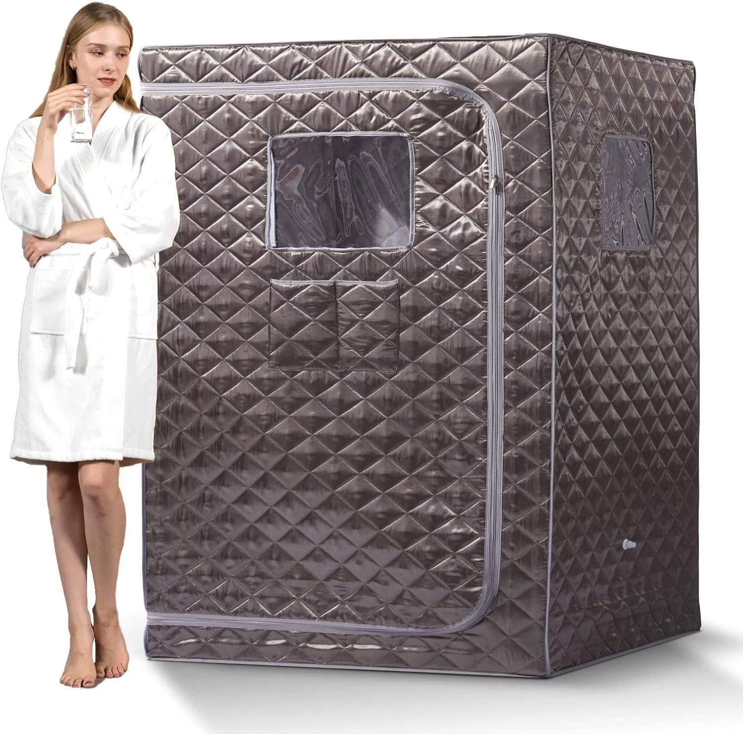 1~2 Person Full Body Home Steam Sauna Set, 4L Steamer Portable Steam Sauna