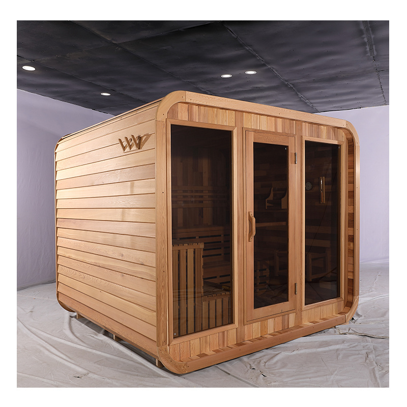 Smartmak Large Home Square Wood Fired Outdoor 10 Person Sauna