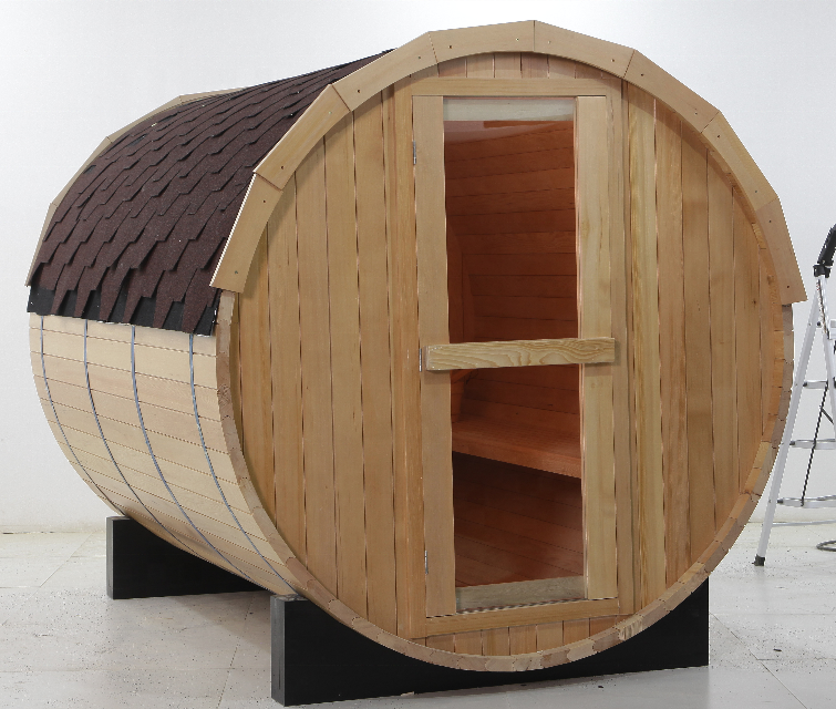 2022 cheapest outdoor wood barrel sauna room for 4 people size without porch steam sauna for sale