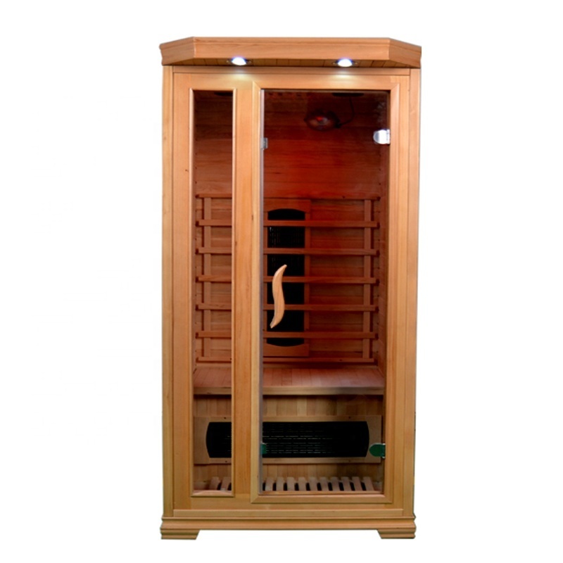 OEM 1 Person Hemlock Wood Indoor Ceramic Heaters Dry Sauna Home Infrared Sauna Room