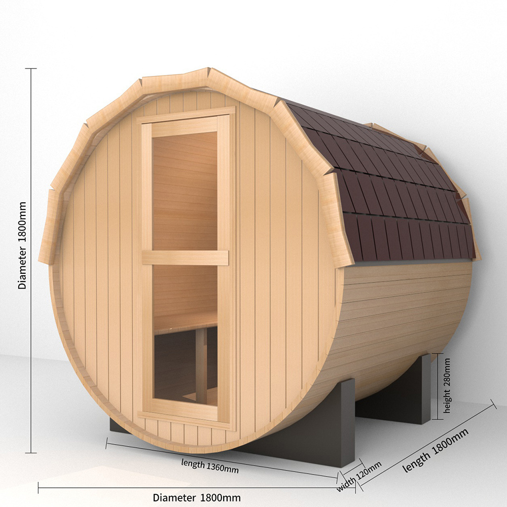 Luxury Solid Wood Outdoor Canadian Red Cedar Steam Barel Sauna With Stove Heater