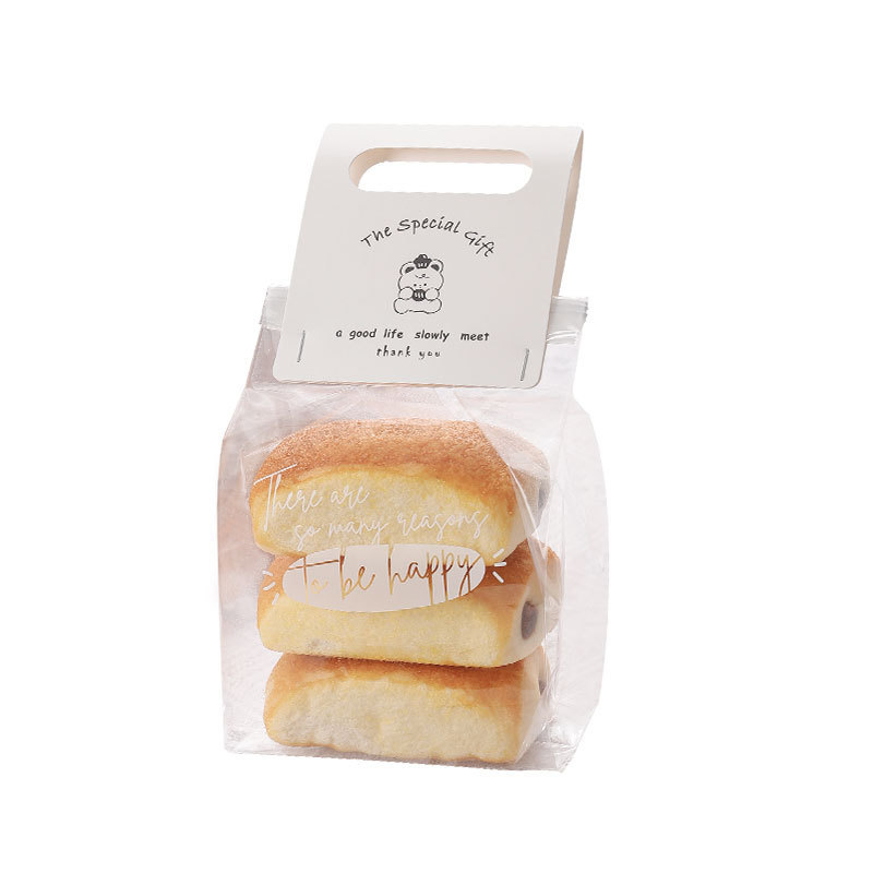 Wholesale Custom Transparent PET Ziplock Bread Bag with Handle 450g Whole Wheat Sliced Toast Packing Bag