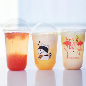 Custom U-Shape Disposable Bubble Cups 500ml & 700ml Sizes Juice Coffee Tea & Milk Cups with Lid PP  PET Clear Plastic