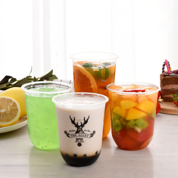 Custom U-Shape Disposable Bubble Cups 500ml & 700ml Sizes Juice Coffee Tea & Milk Cups with Lid PP  PET Clear Plastic