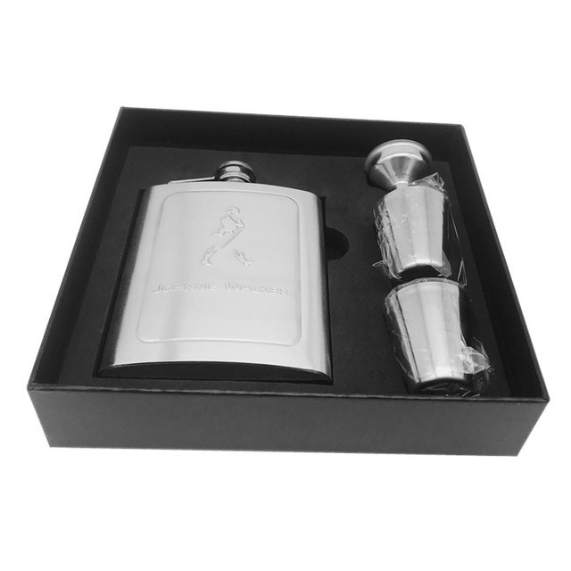 DDP  Custom 4pcs Wedding Christmas Gifts Stainless Steel Liquor Whiskey Alcohol Hip Flask Shot Cups Gift set with Funnel