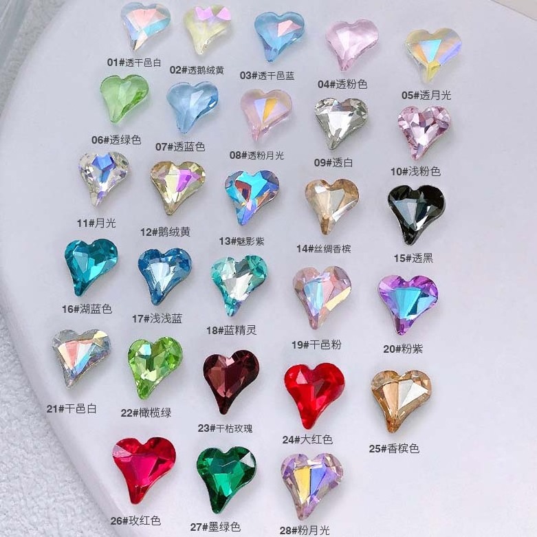 Wholesale Bulk Large Diamond Rhinestones Crystal Decoration 3D Charms Big Heart Professional K9 Nail Stones For Nails