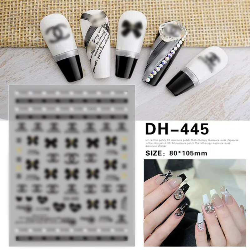 Wholesale 20 Designs Self Adhesive 3D Nail Decal Sheet Accessories Designer Luxury Brand Logo Nail Stickers For Nails