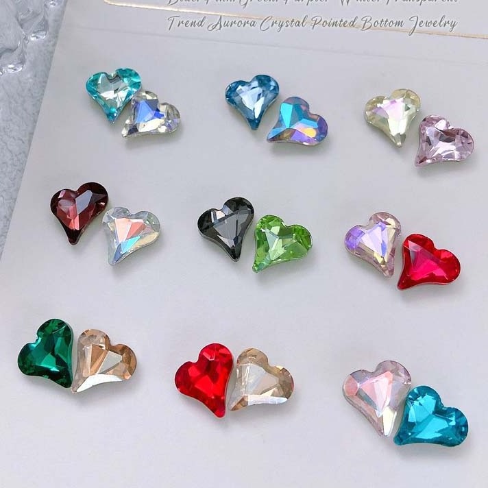 Wholesale Bulk Large Diamond Rhinestones Crystal Decoration 3D Charms Big Heart Professional K9 Nail Stones For Nails