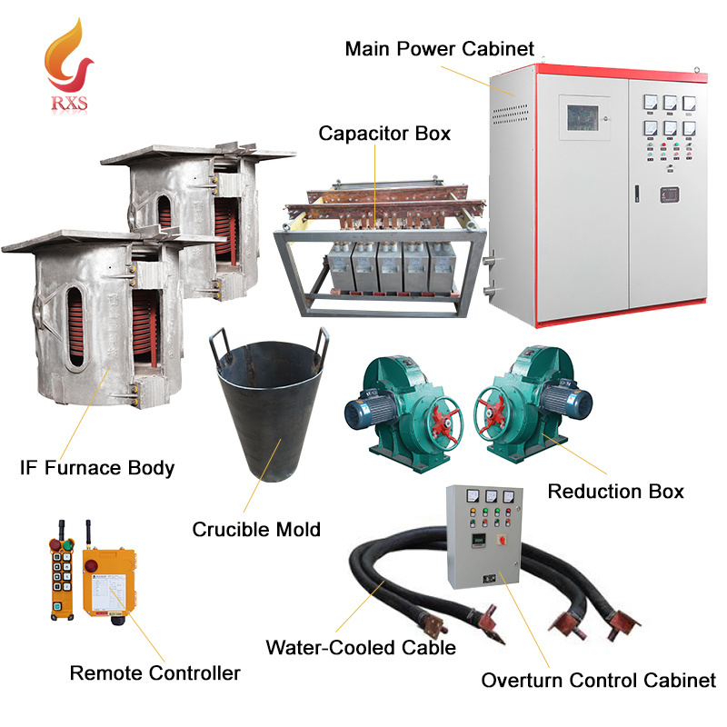 RXS 500kg 1000kg scrap metal crucible casting smelting furnace electric induction brass copper melting machine furnace