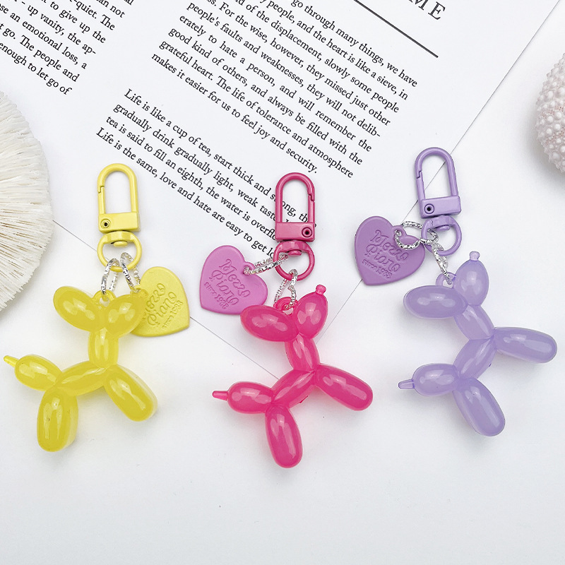 Colorful Cartoon Animal Balloon Dog jelly Keychain Women Soft Rubber Purse Pendant Key Ring Couple Gifts Bag charm Accessories