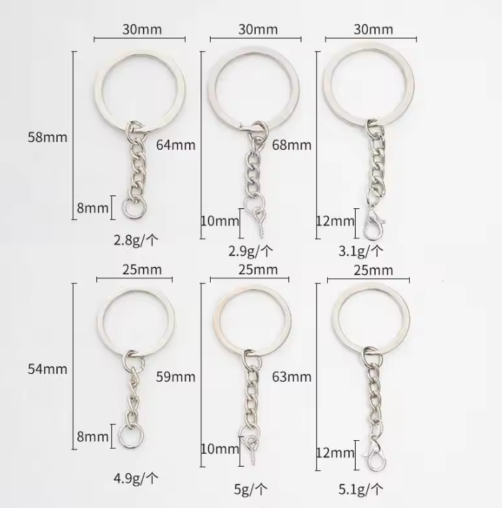 30mm Stainless Steel Split Key Rings Chain Round 25mm Edge Style Metal Key Chains Wholesale Keyring for DIY Keychain Accessories