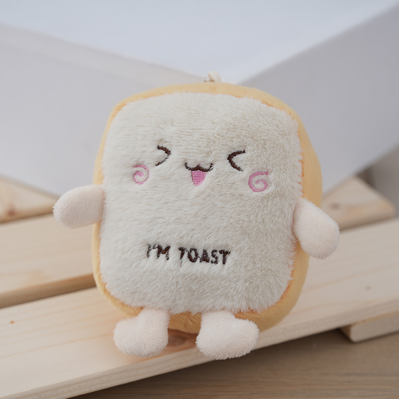 Wholesale Japanese Popular Bread Toast Cat Plush Doll Small Soft Plushies Keychain Stuffed Bag Hanging Gifts Keyring