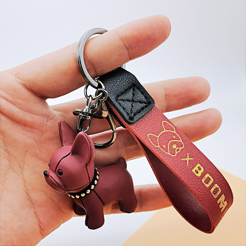 HOT French Bulldog Keychain dog animal keychain Car Pendant Purse Handbag Backpack Charms Gift realistic dog keychain accessory