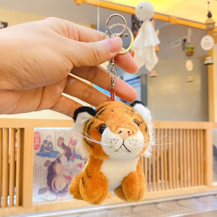 Plush Keychain selling stuffed tiny animal key chains soft toy Animal Keyring Tiger Keychain for Kids Purse Bag Backpack Charm