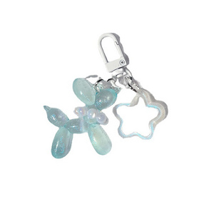 transparent Luminous balloon dog keychain Jelly Balloon Dog charm pendant Key Chains Accessories Cute Keychain Women Girls Gifts