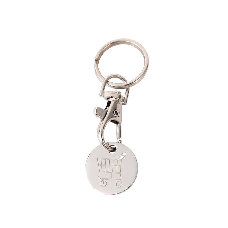 Metal Shopping Trolley Coin Holder Keychain Portable Carts Token Keyring Chip Solver Key Chain Promotion Gift For Supermarket