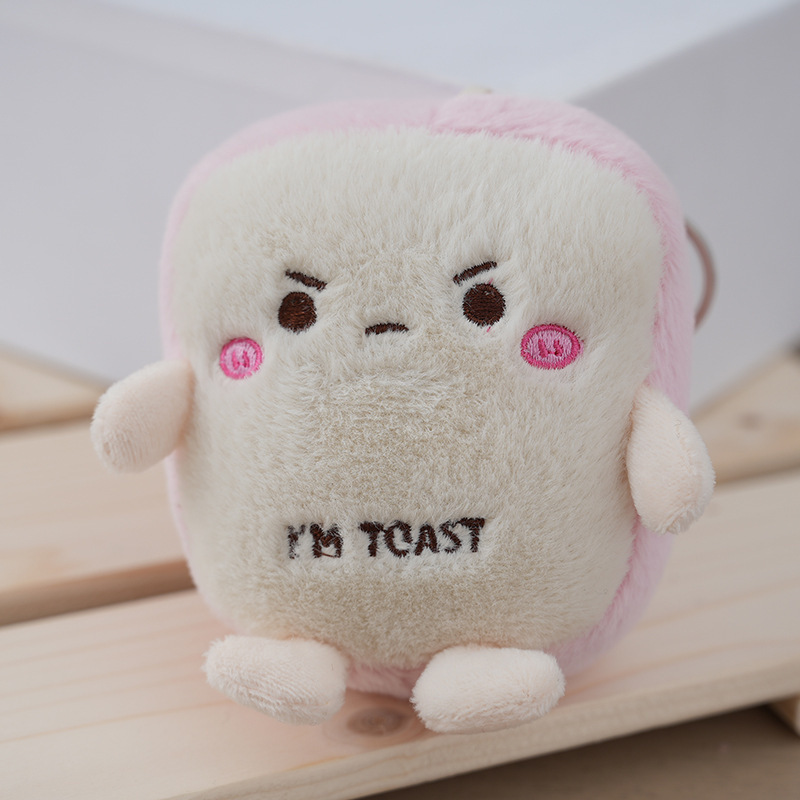 Wholesale Japanese Popular Bread Toast Cat Plush Doll Small Soft Plushies Keychain Stuffed Bag Hanging Gifts Keyring