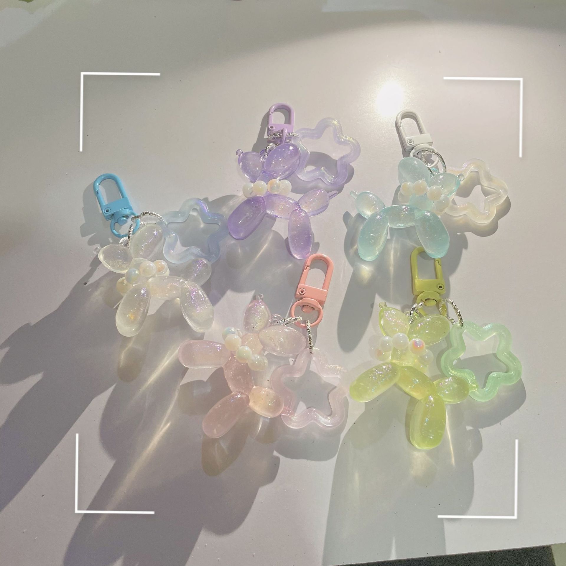 transparent Luminous balloon dog keychain Jelly Balloon Dog charm pendant Key Chains Accessories Cute Keychain Women Girls Gifts