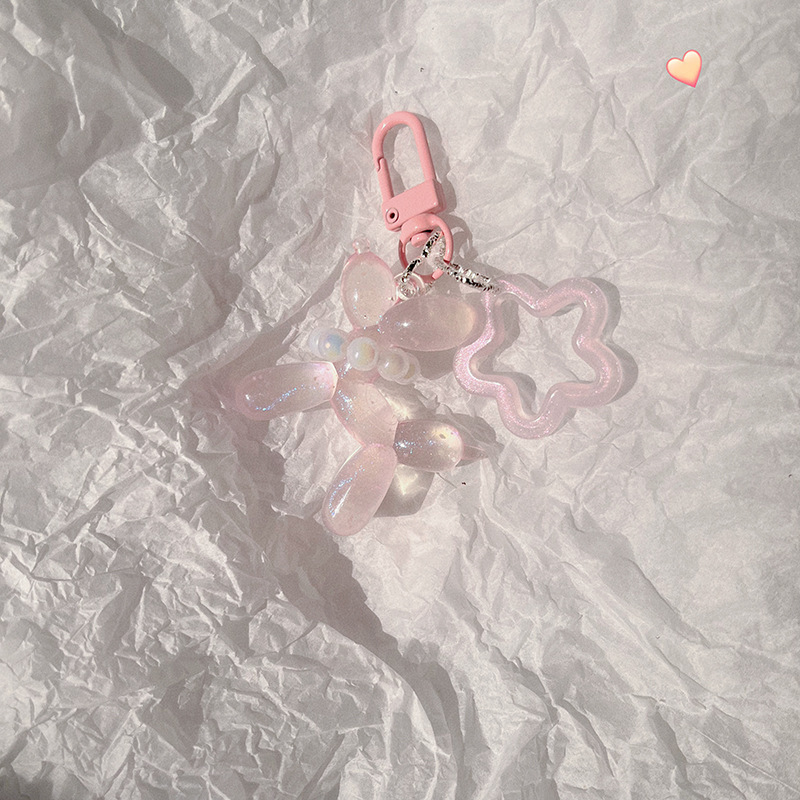 transparent Luminous balloon dog keychain Jelly Balloon Dog charm pendant Key Chains Accessories Cute Keychain Women Girls Gifts