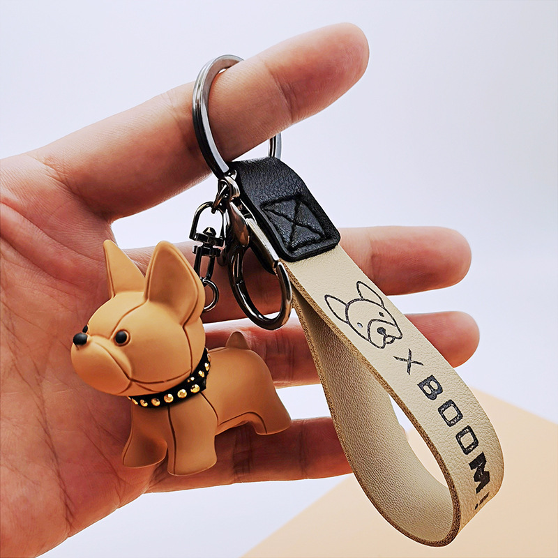 HOT French Bulldog Keychain dog animal keychain Car Pendant Purse Handbag Backpack Charms Gift realistic dog keychain accessory