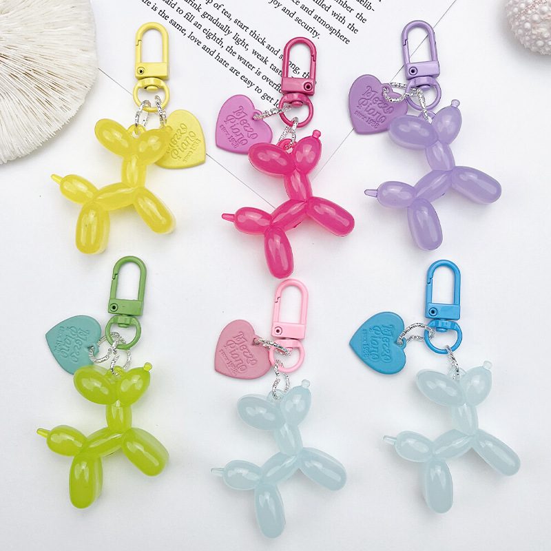 Colorful Cartoon Animal Balloon Dog jelly Keychain Women Soft Rubber Purse Pendant Key Ring Couple Gifts Bag charm Accessories