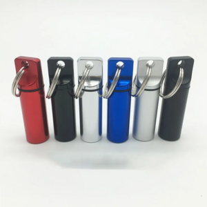 Logo Custom Portable Pocket Pill Box Keychain Outdoor metal Organizer holder container waterproof medicine pill box key chains