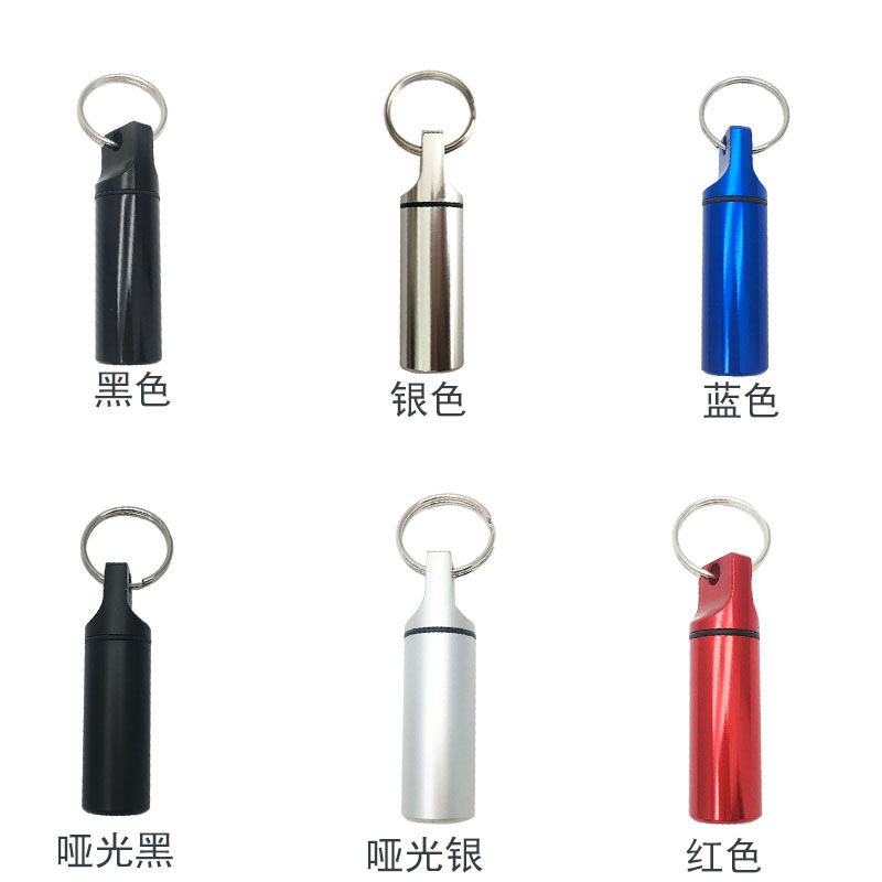 Logo Custom Portable Pocket Pill Box Keychain Outdoor metal Organizer holder container waterproof medicine pill box key chains