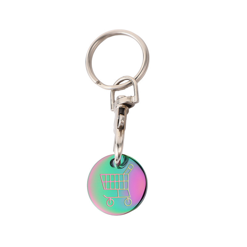 Metal Shopping Trolley Coin Holder Keychain Portable Carts Token Keyring Chip Solver Key Chain Promotion Gift For Supermarket