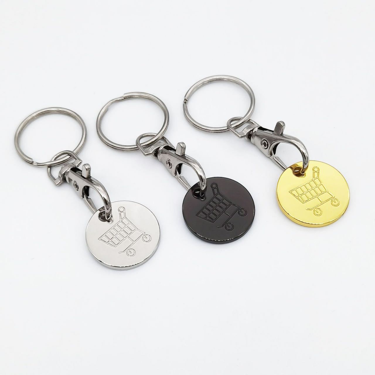 Metal Shopping Trolley Coin Holder Keychain Portable Carts Token Keyring Chip Solver Key Chain Promotion Gift For Supermarket