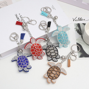 Wholesale Car Bag Pendant Accessories Full Diamond Turtle Key Ring Holder Wholesale Crystal Rhinestone Turtle Key Chain