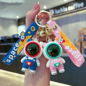 kawaii cute 3d pvc cartoon keyring teddy bear key chains Boys Girls Creative Cool Stylish Astronaut Suit Play Bear Keychain kids