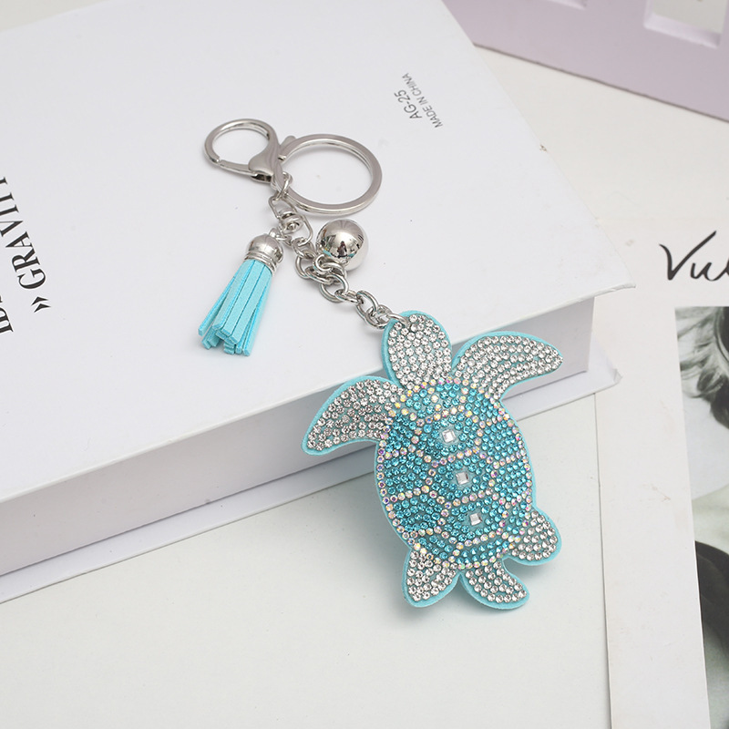 Wholesale Car Bag Pendant Accessories Full Diamond Turtle Key Ring Holder Wholesale Crystal Rhinestone Turtle Key Chain