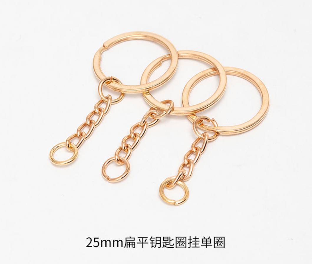 Cheap Gold Nickel Plating Metal Keychain in bulk Split Key Rings With Chain DIY Hardware Accessories Key Chains bulk Keyring